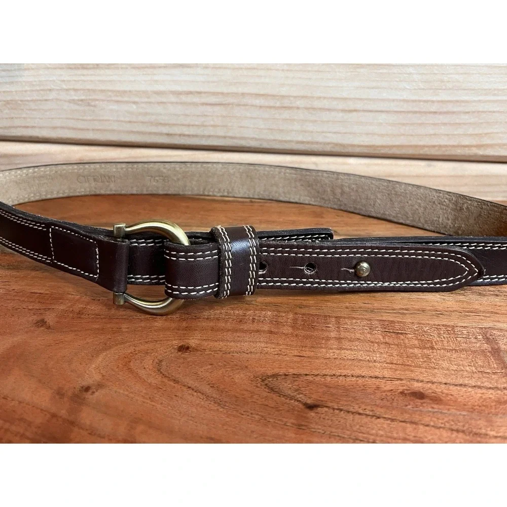 Cipriani Brown Leather Belt Women's Size Medium Style 7658 Loop Buckle Western‎